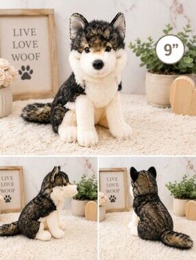 Bass Pro Shops Husky Wolf Plush Stuffed Animal 9” Realistic Cabin Decor